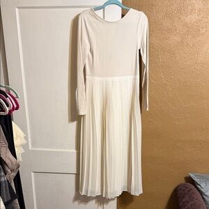 Ballet Style Cream Long Sleeve Dress